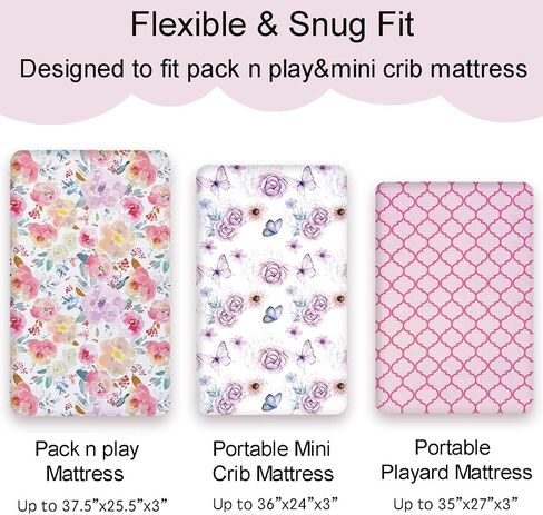 AMROSE 3 Pack Changing Pad Covers, 32" x 16" Ultra Soft Microfiber Diaper Change Table Sheets for Baby Girls, Violet in Kuwait