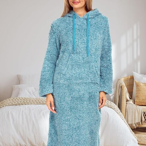 Alexander Del Rossa Women's Fleece Nightgown, Oversized Hoodie, Long Hooded Sweatshirt Robe in Saudi Arabia