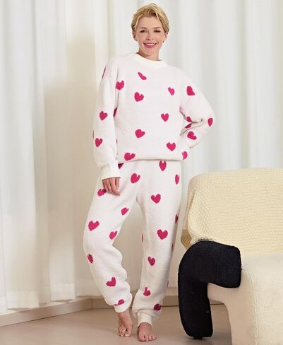 Women’s Fuzzy Fleece Pajamas Set Long Sleeve Loungewear For Women Winter 2 Piece Soft Pullover Pants PJS in Saudi Arabia