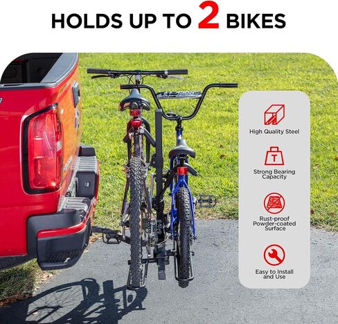 Young 200 lb 2-Bike Rack Hitch Mount for Cars Trucks SUVs RVs, fits Standard, MTB, Fat Tire Bikes w/Up to 5-inch Tire - 2" Hitch Receiver in Saudi Arabia