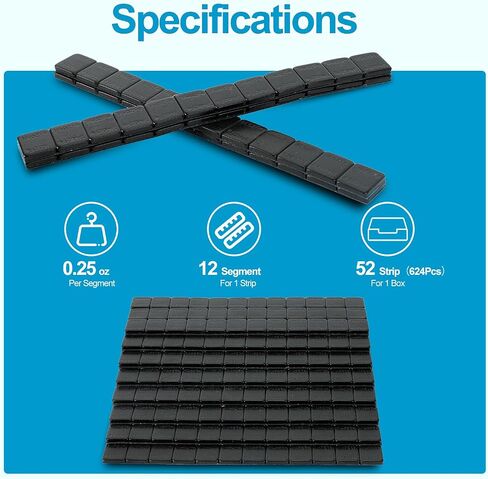 1 Box Black 1/4 Oz Adhesive Stick On Wheel Weights，52 Strip Box, Low Profile, Easy Peel Type for Cars, Trucks, SUVs, Motorcycles（624Pcs） in Saudi Arabia