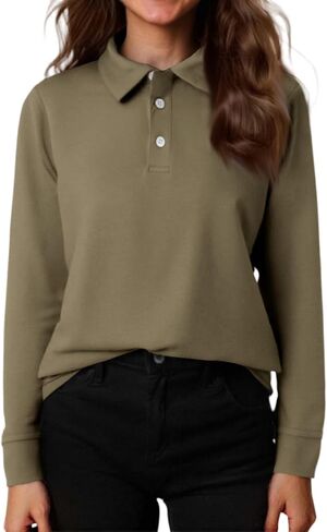 قمصان بولو للفتيات بأكمام طويلة زي مدرسي كلاسيكي بلون سادة، قمصان كاجوال ناعمة للأطفال in Kuwait