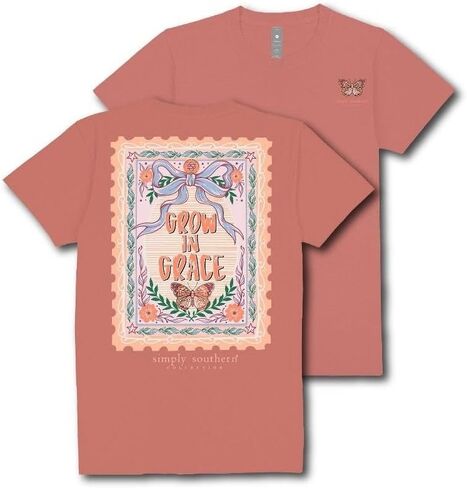 Simply Southern Grow in Grace - Butterfly - Bow - Flowers - Youth T-Shirt in Saudi Arabia