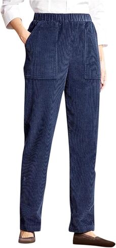 Pants for Women Petite Length High Waist Vintage Corduroy Pants Straight Leg Tapered Cozy Trousers Pull On Pant in Saudi Arabia