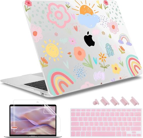 May Chen Compatible with MacBook Air 13 inch Case (Models A1369 & A1466, Older Version 2010-2017 Release), Plastic Hard Shell Case with Keyboard Cover & Screen Protector, Clear Star Bows in Kuwait