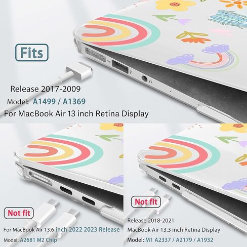 May Chen Compatible with MacBook Air 13 inch Case (Models A1369 & A1466, Older Version 2010-2017 Release), Plastic Hard Shell Case with Keyboard Cover & Screen Protector, Clear Star Bows in Kuwait