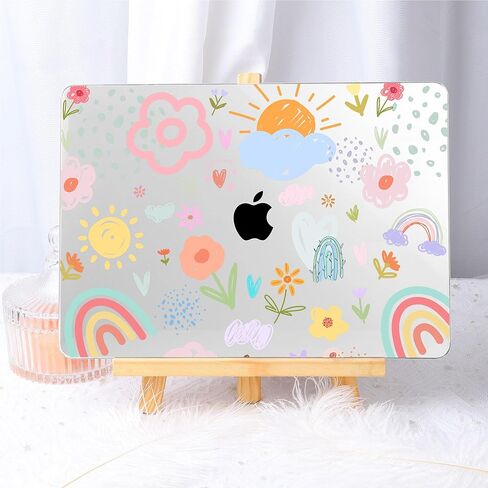 May Chen Compatible with MacBook Air 13 inch Case (Models A1369 & A1466, Older Version 2010-2017 Release), Plastic Hard Shell Case with Keyboard Cover & Screen Protector, Clear Star Bows in Kuwait