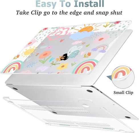 May Chen Compatible with MacBook Air 13 inch Case (Models A1369 & A1466, Older Version 2010-2017 Release), Plastic Hard Shell Case with Keyboard Cover & Screen Protector, Clear Star Bows in Kuwait