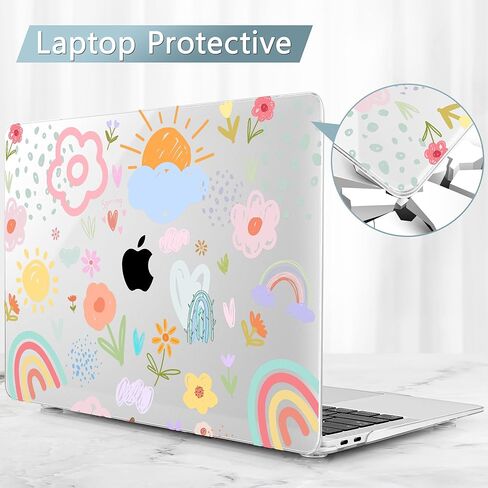 May Chen Compatible with MacBook Air 13 inch Case (Models A1369 & A1466, Older Version 2010-2017 Release), Plastic Hard Shell Case with Keyboard Cover & Screen Protector, Clear Star Bows in Kuwait