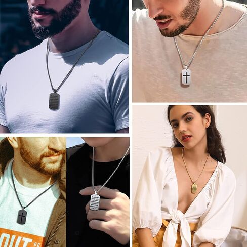 PROSTEEL Cross Necklace for Men Women, 316L Stainless Steel Dog Tag Cross/Dog Tags Military, Jesus Crucifix, Snake Cross, Black/Gold/Silver/Rose Gold/Blue Tone Cross Pendant, Come with Box in Saudi Arabia
