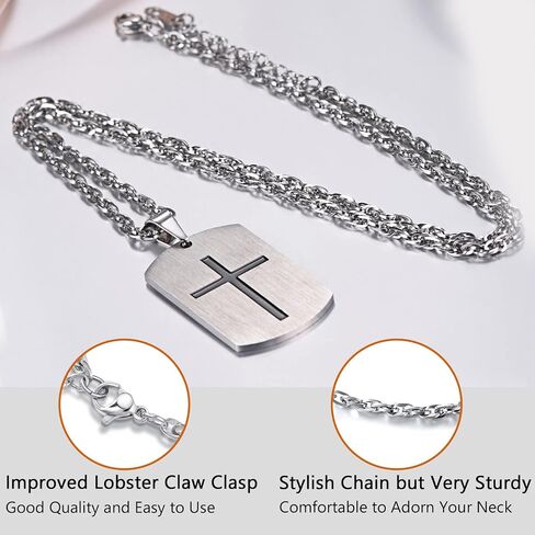 PROSTEEL Cross Necklace for Men Women, 316L Stainless Steel Dog Tag Cross/Dog Tags Military, Jesus Crucifix, Snake Cross, Black/Gold/Silver/Rose Gold/Blue Tone Cross Pendant, Come with Box in Saudi Arabia