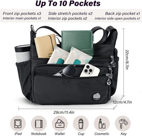 Crossbody Bags for Women, Roomy Multiple Pockets Shoulder Handbag Ladies Crossbody Purse Fashion Tote Top Handle Satchel in Saudi Arabia