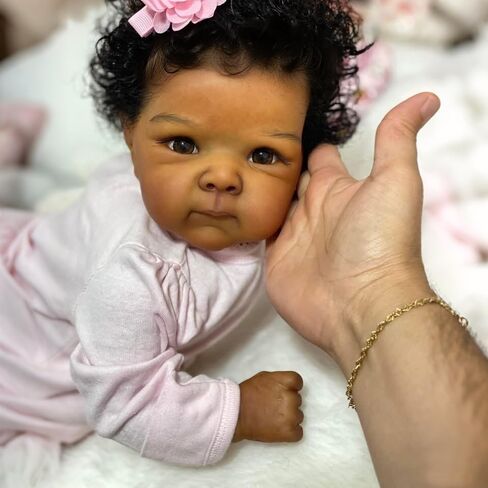 Anano Realistic Lifelike Reborn Baby Dolls Toddler Silicone Full Body Girls 18 Inch Weighted Baby Reborn Doll Silicone Full Body Eyes Open with Hair Anatomically Correct in Kuwait
