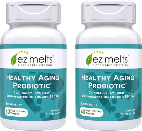 EZ Melts Dissolvable Healthy Aging Probiotic, Bifidobacterium Longum BB536 (2 Billion CFU), Sugar-Free, Probiotics for Women & Men 50+, 2-Month Supply in Saudi Arabia