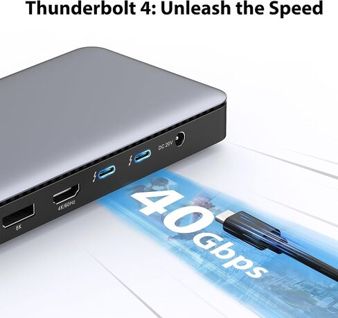 MOKiN Thunderbolt 4 Dock - 16 Ports, Laptop Docking Station Dual Monitor for MacBook, Docking Station 3 Monitors for Windows with Power Supply,TB4 Cable,Gigabit Ethernet（Thunderbolt™ Certified） in Saudi Arabia