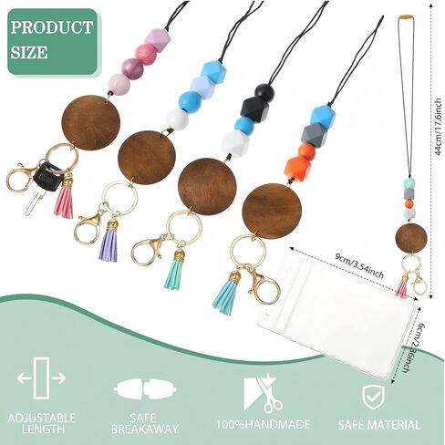 5 Pcs Teacher Lanyard with ID Holder Silicone Beaded Lanyard for ID Badges and Keys for School Nurse Employees in Kuwait