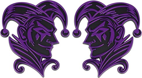 شارة المهرج ثلاثية الأبعاد من Joker Emblem - ملصق سيارة مخصص للسيارة والشاحنة وسيارات الدفع الرباعي - صندوق خارجي متين، غطاء محرك السيارة، حاجز (مجموعة من 2) (أحمر) in Kuwait