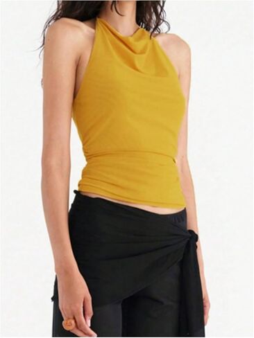 Women's Tie Backless Halter Tops Sleeveless Crop Camisole Top Y2K Summer Clothes in Saudi Arabia