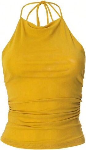 Women's Tie Backless Halter Tops Sleeveless Crop Camisole Top Y2K Summer Clothes in Saudi Arabia