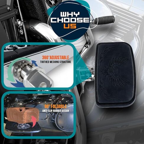 Rear Passenger Footpeg Passenger Peg Floorboard Footboard for Harley (18-later Softail, Eagle-Black) in Saudi Arabia