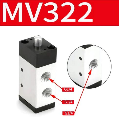 1PCS MV322 MV522R/PB/EB/TB Pneumatic Mechanical Valve 2 Position 5 Way Manual Valve Air Switch Control Valve Push Button Momentary(MV322PP) in Saudi Arabia