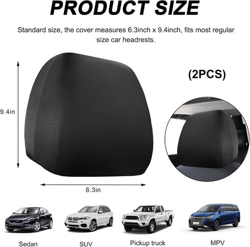 2 PCS Car Headrest Cover, Soft Stretchy Fabric Vehicle Head Rest Protector, Washable Dirt-Poorf Auto Headrest Covers Anti-Scratch Coverings, Interior Car Accessories (Black) in Saudi Arabia