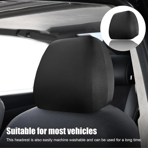 2 PCS Car Headrest Cover, Soft Stretchy Fabric Vehicle Head Rest Protector, Washable Dirt-Poorf Auto Headrest Covers Anti-Scratch Coverings, Interior Car Accessories (Black) in Saudi Arabia