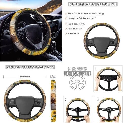 مجموعة غطاء مقعد السيارة Wanyint باللون البني والبيج المطبوع 14 قطعة، مع وسادة حزام مقعد عجلة القيادة وحقيبة القمامة ومرآة الرؤية الخلفية ومسند الذراع وصندوق المقعد ومجموعة غطاء فرامل اليد وأغطية السيارة تناسب سيارات الدفع الرباعي سيدان in Kuwait