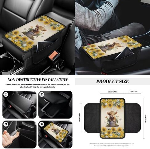 مجموعة غطاء مقعد السيارة Wanyint باللون البني والبيج المطبوع 14 قطعة، مع وسادة حزام مقعد عجلة القيادة وحقيبة القمامة ومرآة الرؤية الخلفية ومسند الذراع وصندوق المقعد ومجموعة غطاء فرامل اليد وأغطية السيارة تناسب سيارات الدفع الرباعي سيدان in Kuwait