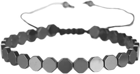 Healing Hematite Black Matte Beads Stretch Bracelet Geometric Love Heart Round Bead Yoga Chakra Meditation Relax Anxiety Adjustable Bracelets Jewelry Gift for Women Men in Saudi Arabia