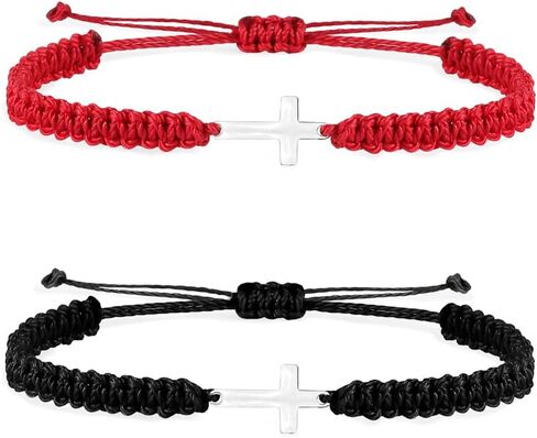 Cross Bracelet for Women Men Adjustable Handmade Wax Rope Bracelets for Protection Jesus Christian Cross Matching Bracelets Minimalist Jewelry in Kuwait