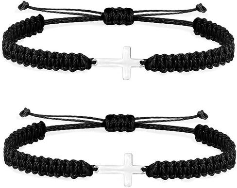 Cross Bracelet for Women Men Adjustable Handmade Wax Rope Bracelets for Protection Jesus Christian Cross Matching Bracelets Minimalist Jewelry in Kuwait