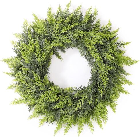 Real Touch Artificial Cedar Wreath 20" with Bell Fake Christmas Wreaths for Front Door Faux Pine Greenery Heart Wreaths for Home,Window,Table,Mantle,Wall,Indoor,Outdoor Xmas Decorations in Saudi Arabia
