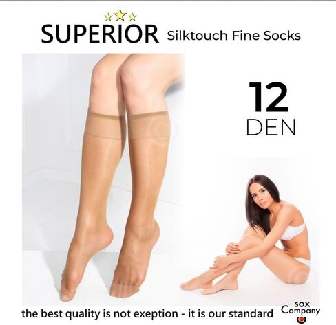 5-pack of Sox Company brand women's fine knee socks 12Deniers for comfort and perfect fit - Satin look, Silky feel in Saudi Arabia