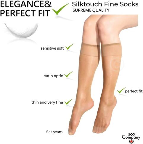 5-pack of Sox Company brand women's fine knee socks 12Deniers for comfort and perfect fit - Satin look, Silky feel in Saudi Arabia