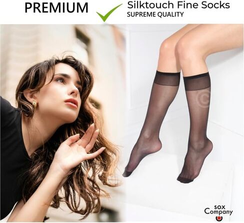 5-pack of Sox Company brand women's fine knee socks 12Deniers for comfort and perfect fit - Satin look, Silky feel in Saudi Arabia