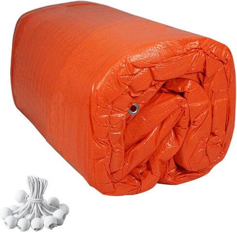 Turtle Life Concrete Curing Blanket 12x24 Feet, Multipurpose Waterproof Construction Insulate Heavy Duty Tarps with Ball Bungee Cords, 3.6mm/0.15inch Thickness, Orange, 1-Package in Saudi Arabia