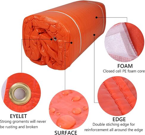 Turtle Life Concrete Curing Blanket 12x24 Feet, Multipurpose Waterproof Construction Insulate Heavy Duty Tarps with Ball Bungee Cords, 3.6mm/0.15inch Thickness, Orange, 1-Package in Saudi Arabia