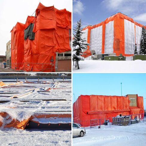 Turtle Life Concrete Curing Blanket 12x24 Feet, Multipurpose Waterproof Construction Insulate Heavy Duty Tarps with Ball Bungee Cords, 3.6mm/0.15inch Thickness, Orange, 1-Package in Saudi Arabia