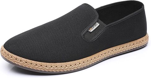 Men's Canvas Loafers Slip On Shoes Casual Cloth Driver Shoes Leisure Fashion Wide Easy to Put On and Take Off Comfortable in Saudi Arabia