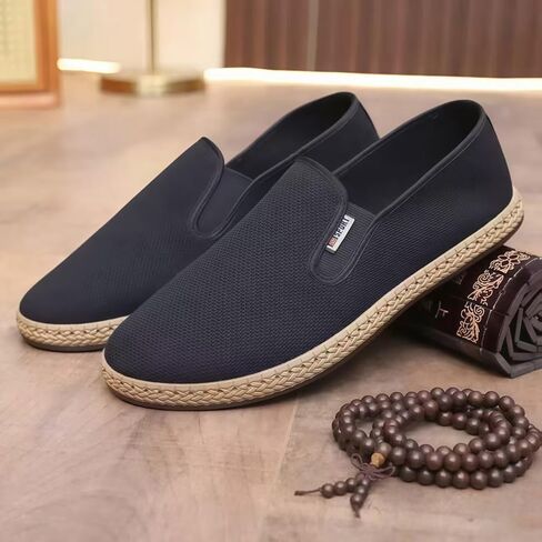 Men's Canvas Loafers Slip On Shoes Casual Cloth Driver Shoes Leisure Fashion Wide Easy to Put On and Take Off Comfortable in Saudi Arabia