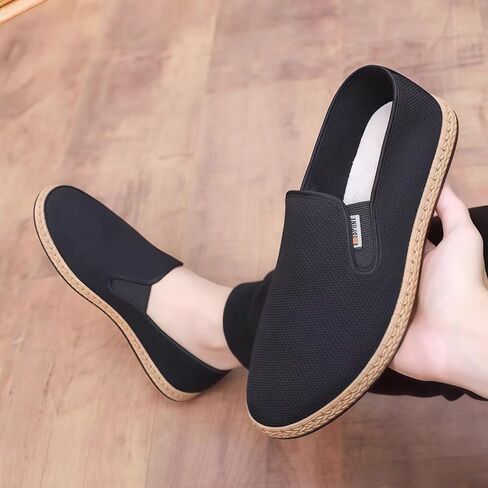 Men's Canvas Loafers Slip On Shoes Casual Cloth Driver Shoes Leisure Fashion Wide Easy to Put On and Take Off Comfortable in Saudi Arabia