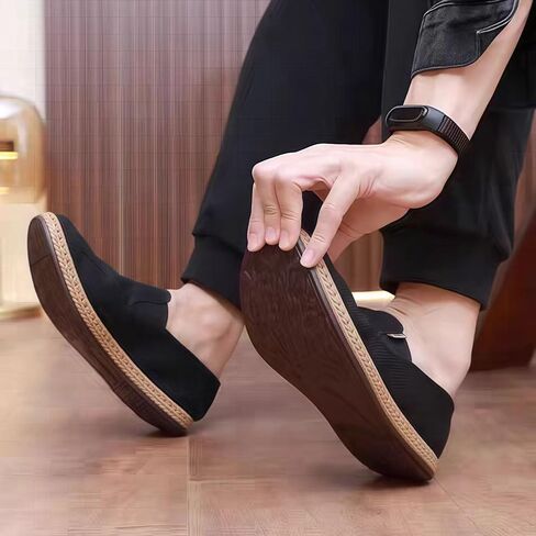 Men's Canvas Loafers Slip On Shoes Casual Cloth Driver Shoes Leisure Fashion Wide Easy to Put On and Take Off Comfortable in Saudi Arabia