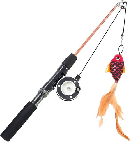 2 PCS Cat Wand Toys ، ألعاب قابلة للتعديل مع عصي Silvervine للقطط ، لعبة Wand Wand للقطط التفاعلية للقطط الداخلية ، لعبة قطب القطط المرنة مع الأسماك in Kuwait