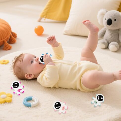 Baby Teethers for 3+ Months Infants Sucking, Food Grade Silicon Astronaut Styling Teething Toy, BPA Free in Saudi Arabia