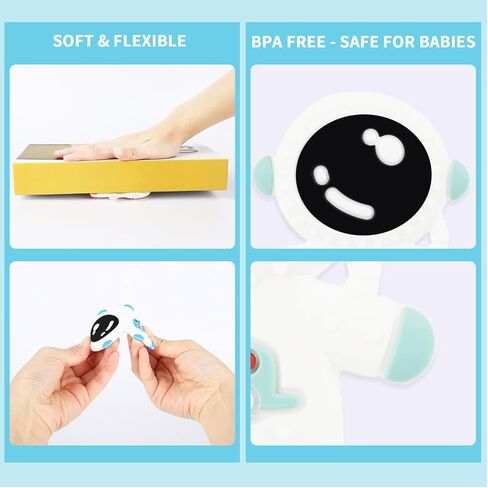 Baby Teethers for 3+ Months Infants Sucking, Food Grade Silicon Astronaut Styling Teething Toy, BPA Free in Saudi Arabia