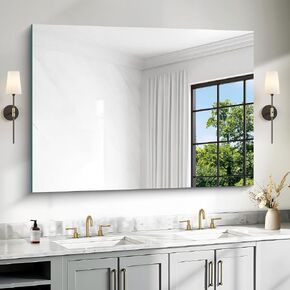 42x42 Inch Frameless Mirror, Frameless Bathroom Mirrors for Over Sink, Home Gym Mirror, Large Rectangle Wall Mirror, Upgraded Shatterproof Wall Mount Square for Living Room Bedroom Bathroom in Saudi Arabia