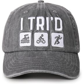 InnoBeta Triathlon Gifts, Triathlon Hat for Men Women for Christmas, Birthday, Adjustable Embroidered Baseball Cap Gray in Saudi Arabia