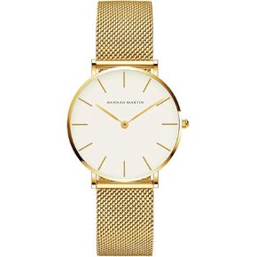 ساعات ذهبية للنساء ساعة كوارتز مستديرة أنيقة الحد الأدنى مقاوم للماء سوار السيدات ساعة معصم، سوار من الفولاذ المقاوم للصدأ، Reloj Mujer in Kuwait