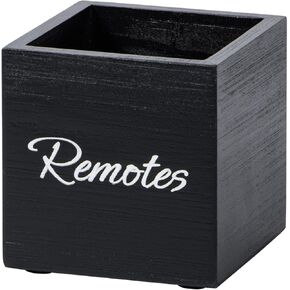 Yeeco Wooden TV Remote Holder, Remote Control Holder for Table, Wood Media Remote Controller Caddy Organizer Storage Case for Living Room Nightstand Desktop 2 Compartments Black 6.5"x3.7"x5.5" in Kuwait